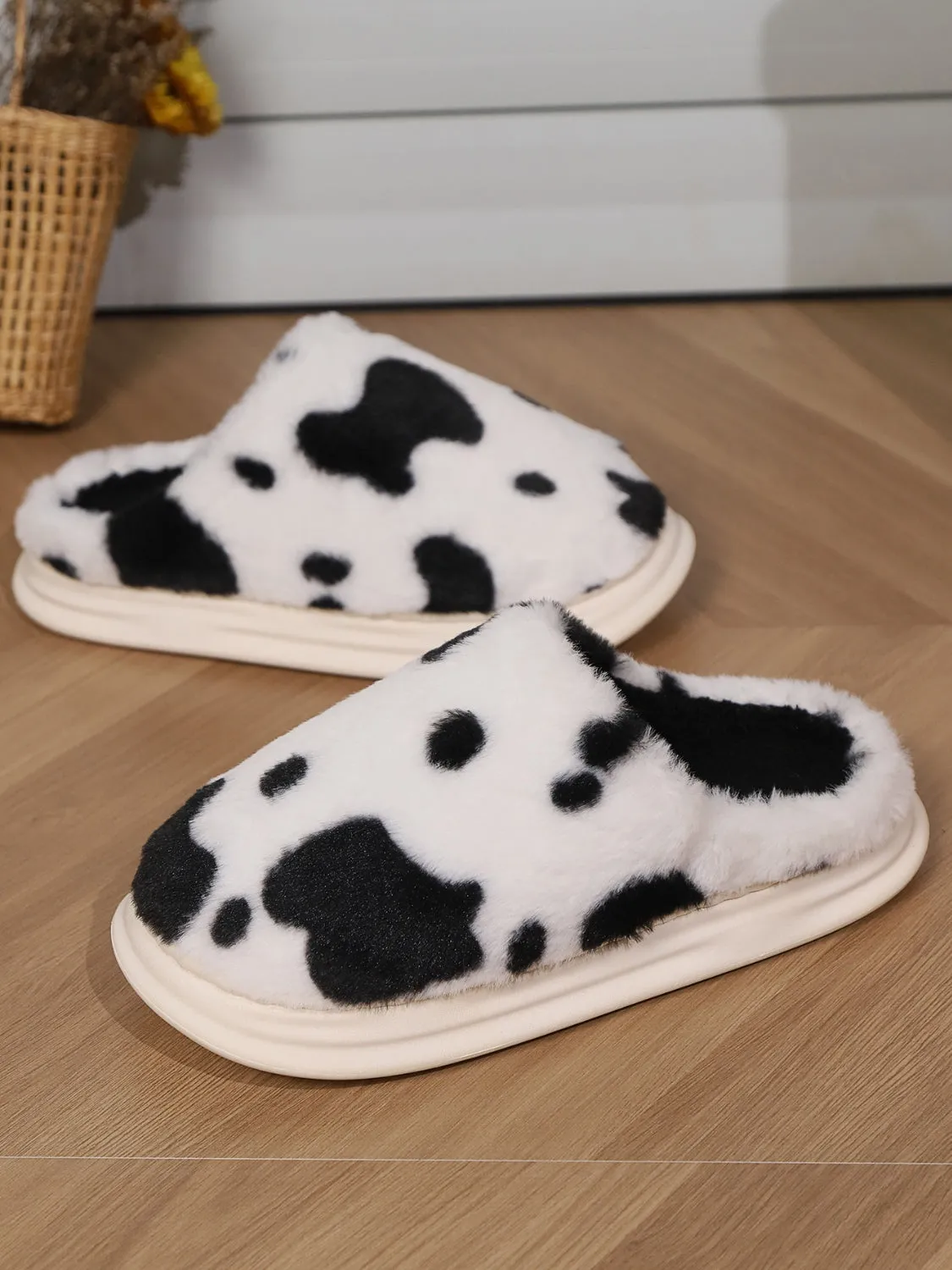 Animal Print Faux Fur Slippers