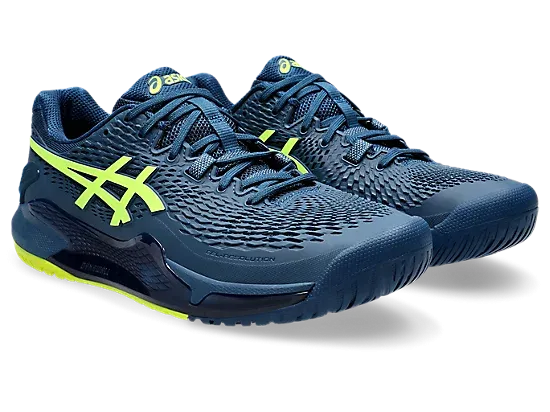 Asics Gel-Resolution 9 (Wide) Mako Blue/Safety Yellow Men's tennis shoes