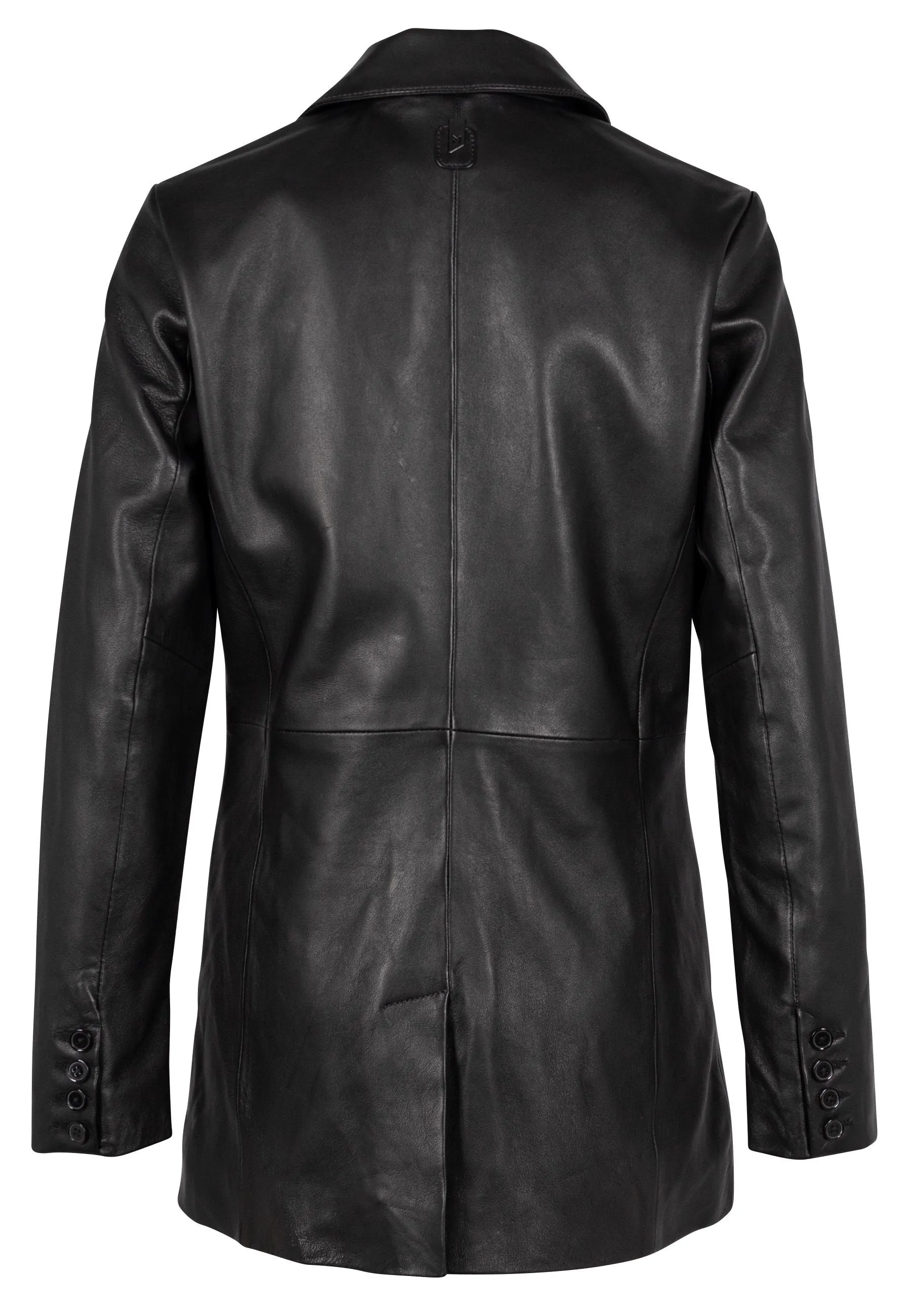 Aurela Leather Lambskin Blazer Shacket Jacket - Black