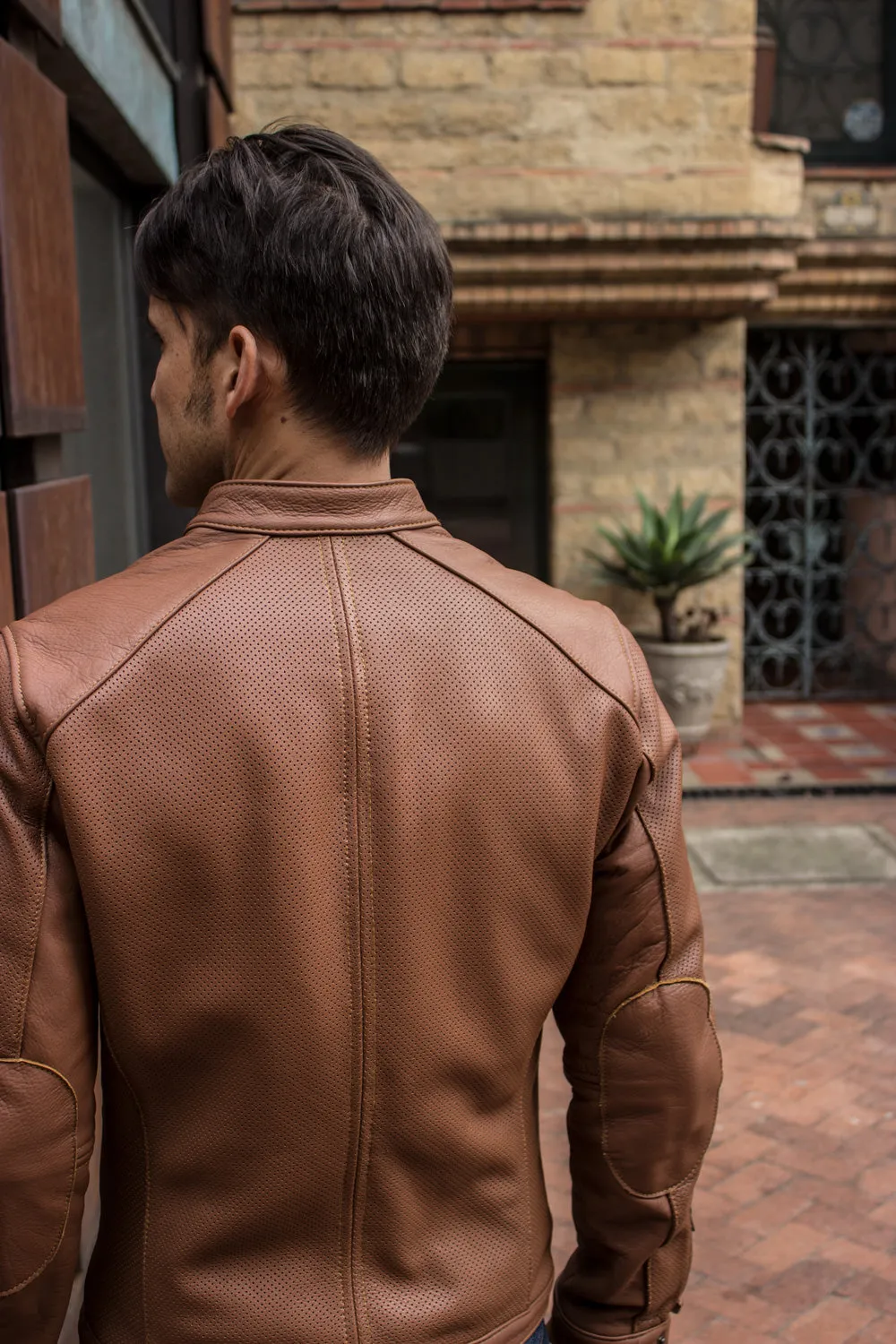 BALLY Leather Jacket - Perforated - Light Brown -