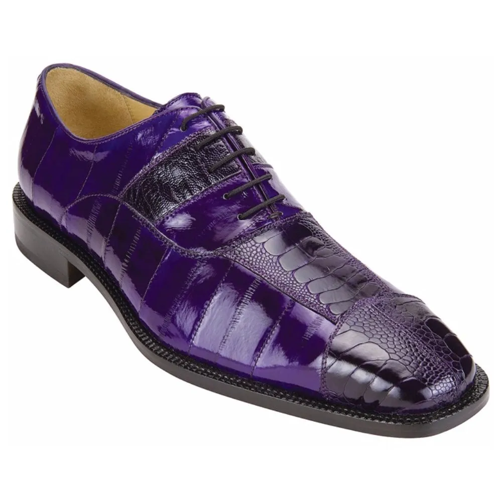 Belvedere Mare Purple Genuine Ostrich & Eel Men's Oxford