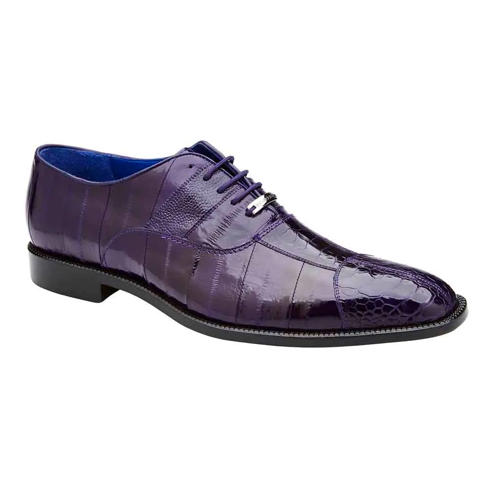 Belvedere Mare Purple Genuine Ostrich & Eel Men's Oxford