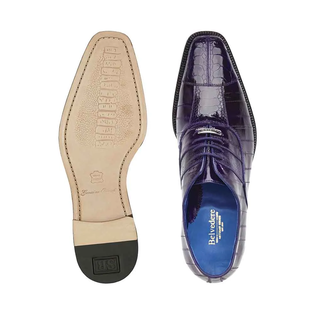 Belvedere Mare Purple Genuine Ostrich & Eel Men's Oxford