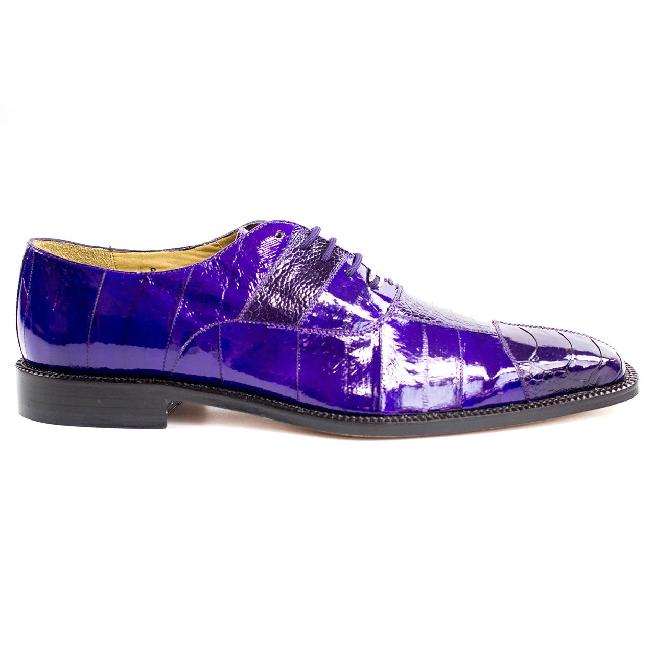 Belvedere Mare Purple Genuine Ostrich & Eel Men's Oxford