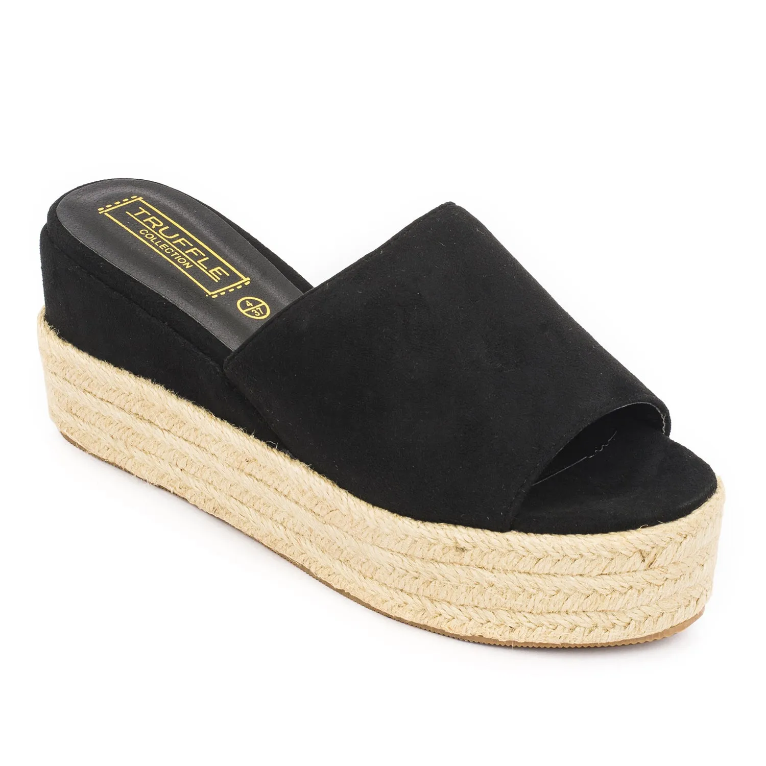 Black Flat Espadrille Wedges