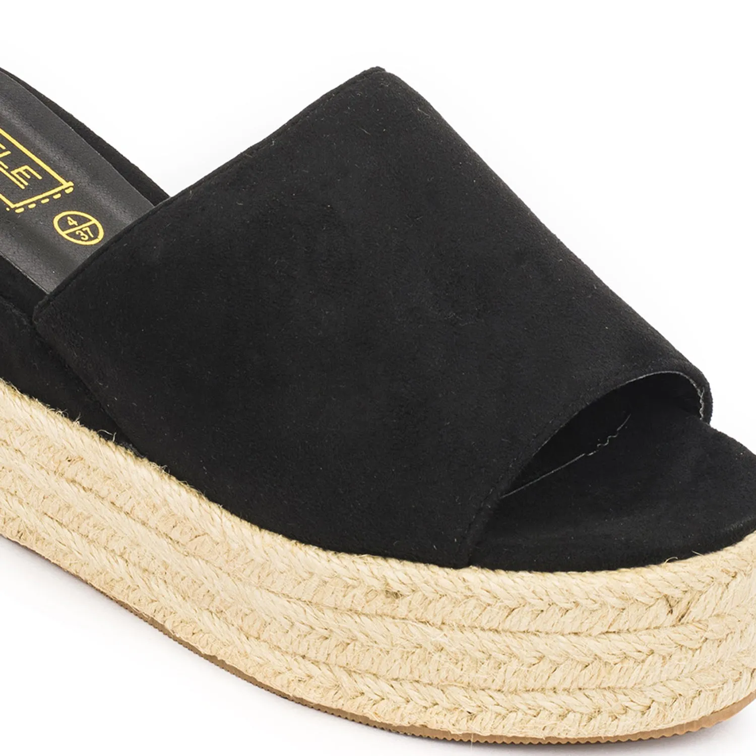 Black Flat Espadrille Wedges