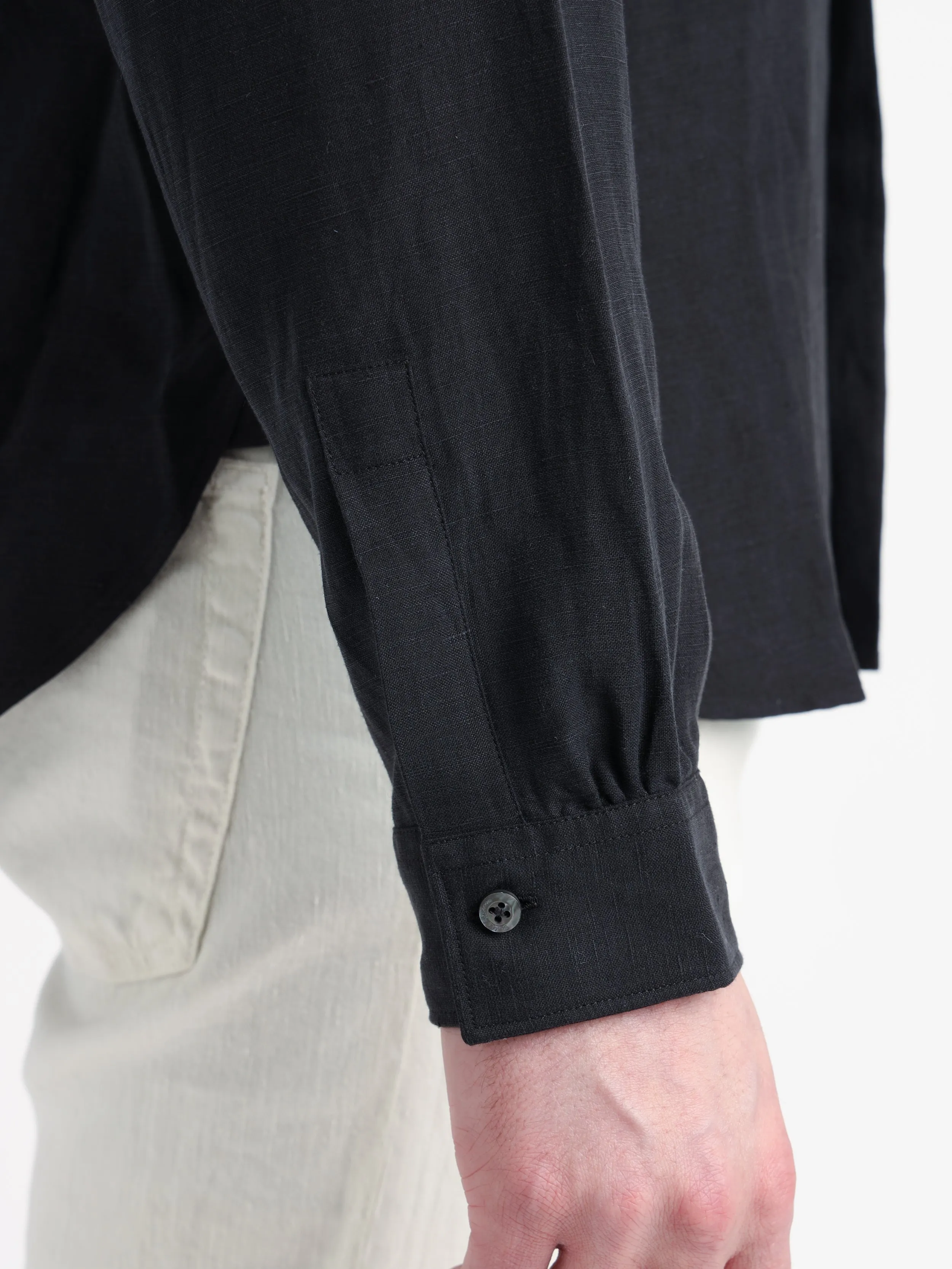 Black Silk-Linen Shirt