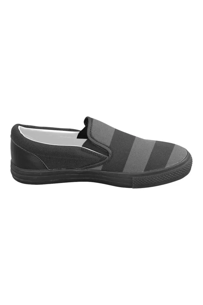 Black Stripes Men's Slip-on Canvas Shoes (Model 019)