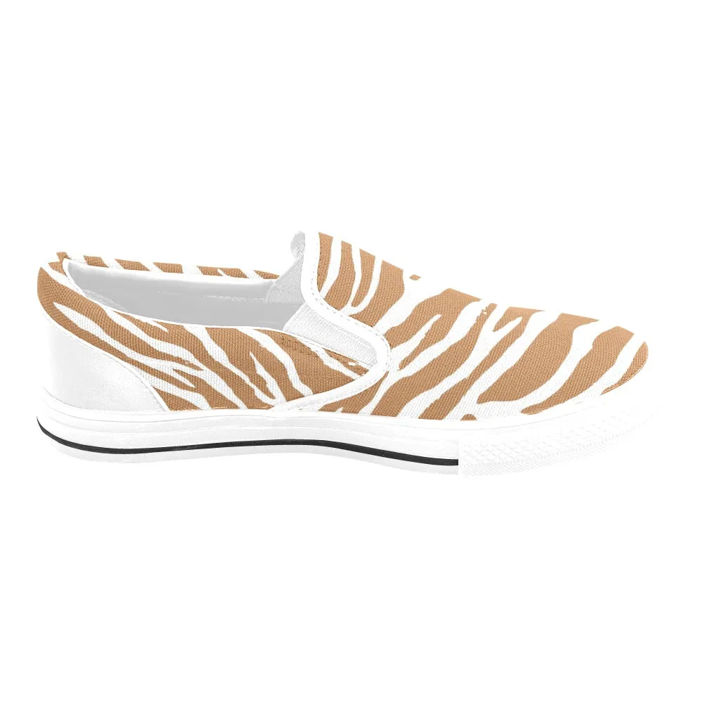 Brown Zebra Slip-on Canvas Women's Shoes