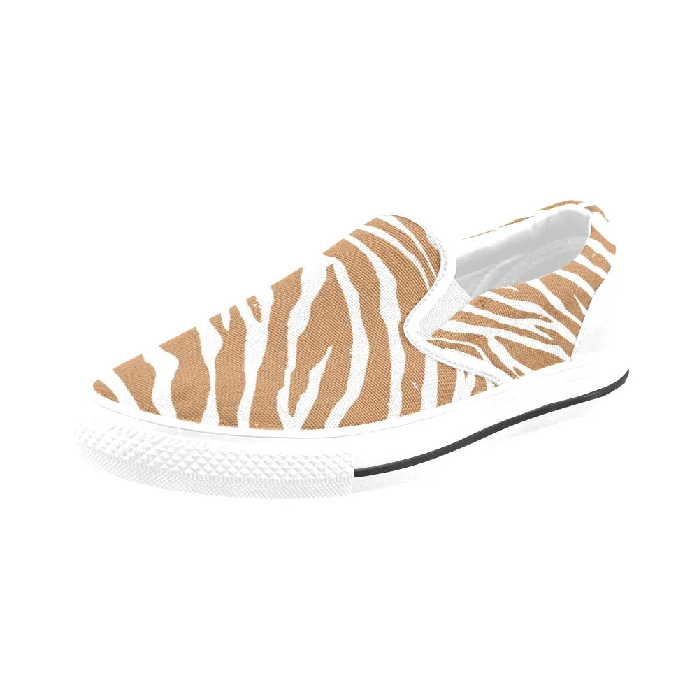 Brown Zebra Slip-on Canvas Women's Shoes