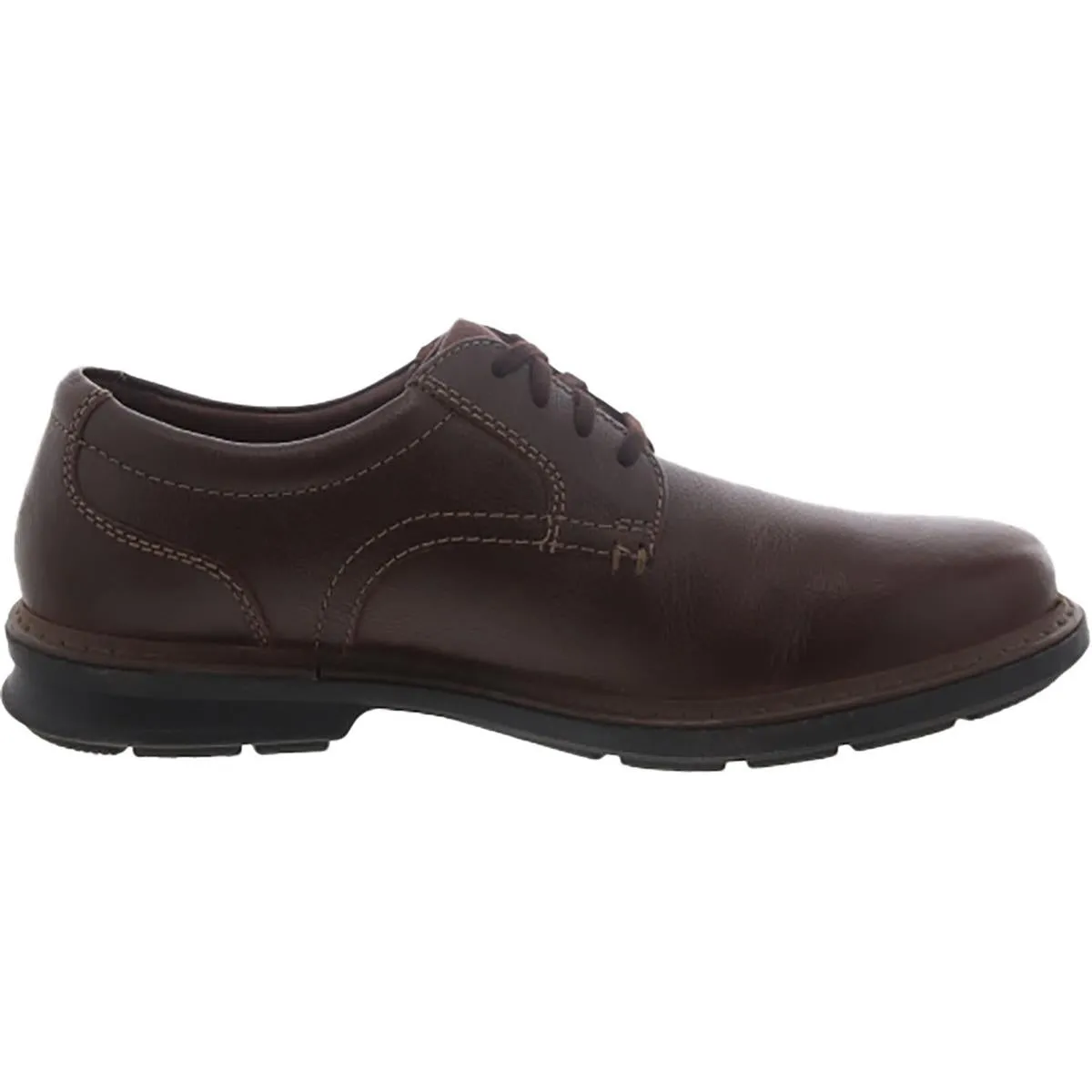 Clarks Mens Rendell Plain Leather Plain Toe Oxfords