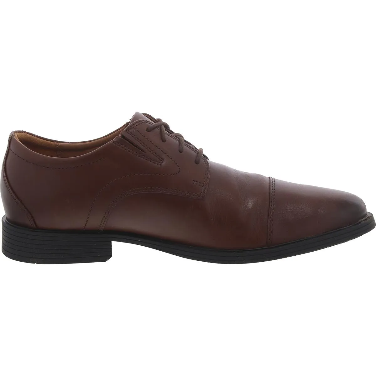 Clarks Mens Whiddon Cap Leather Round Toe Oxfords