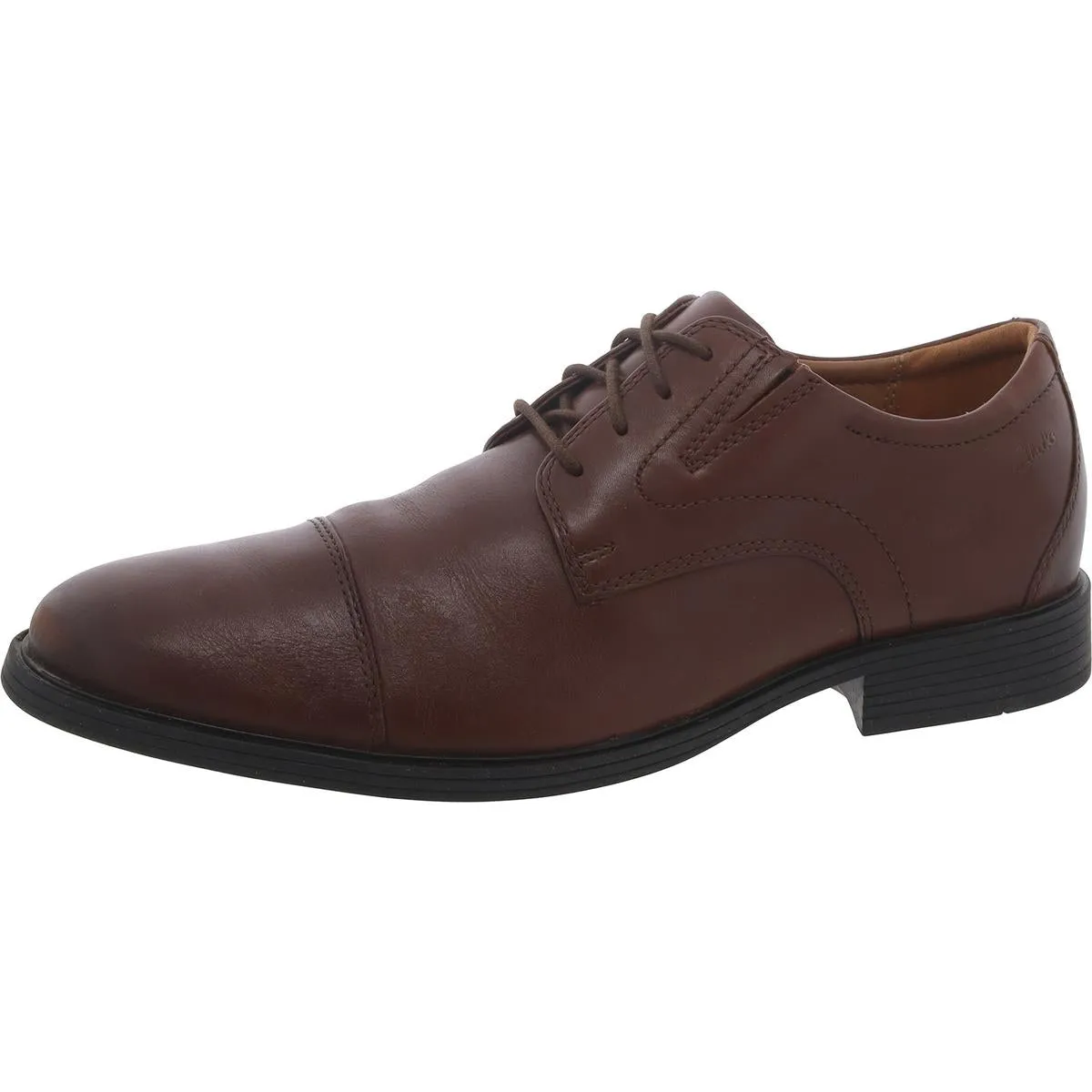 Clarks Mens Whiddon Cap Leather Round Toe Oxfords