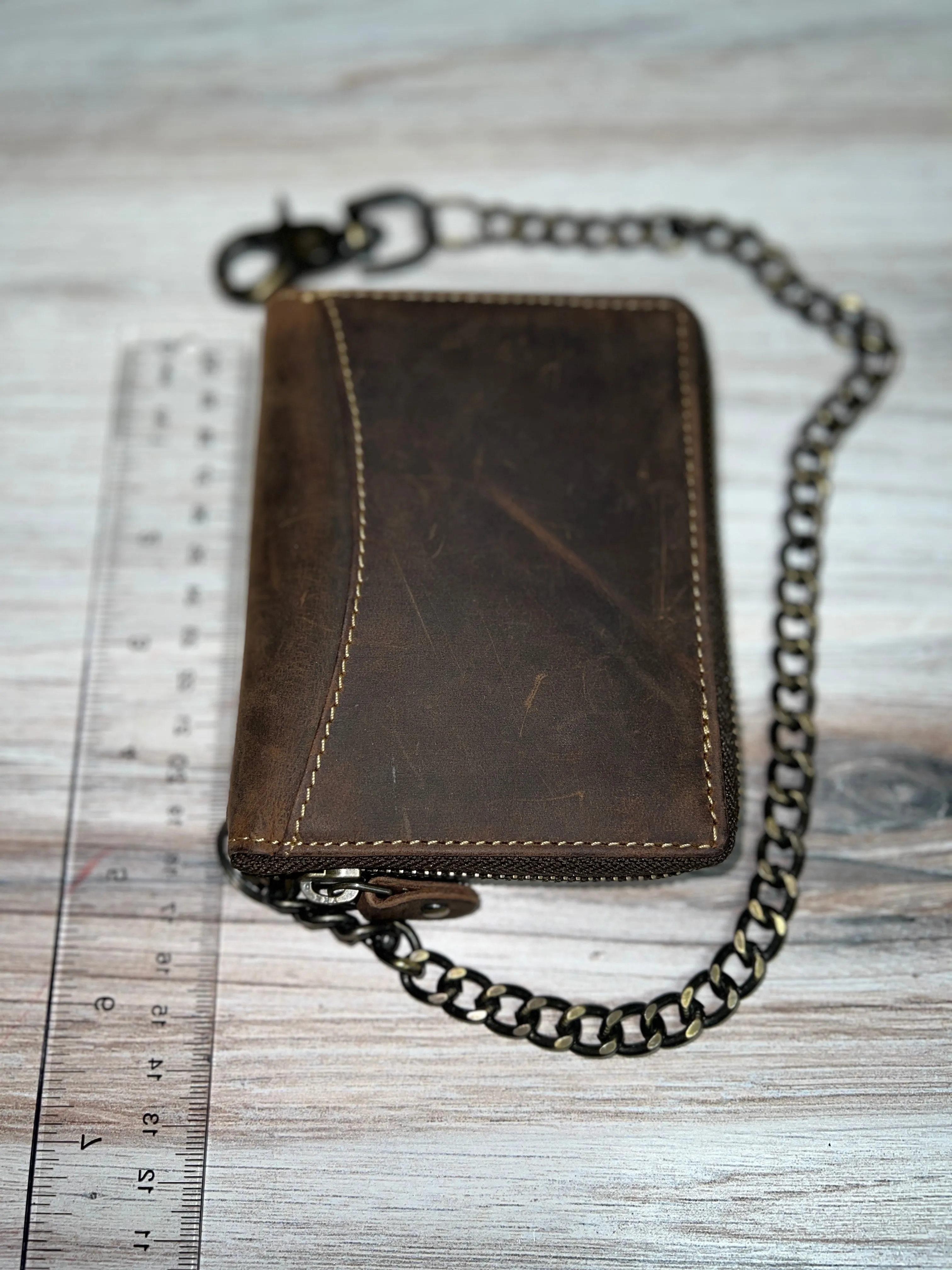 Classic Look Small Trucker Zip Wallet with Chain 51360