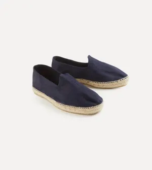 Drake's Cotton Herringbone Espadrilles / Navy