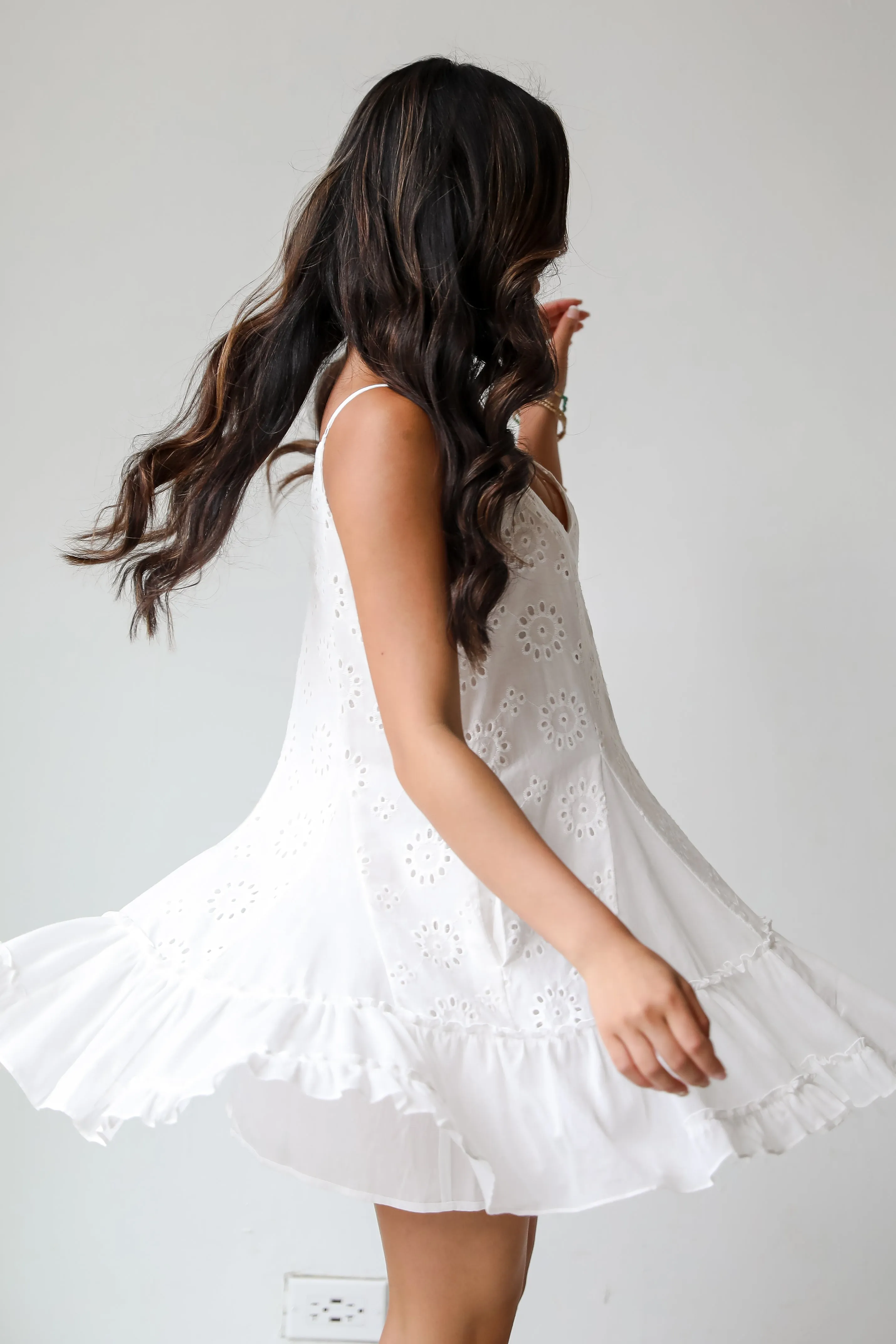 FINAL SALE - Sweet Sunlover White Eyelet Mini Dress