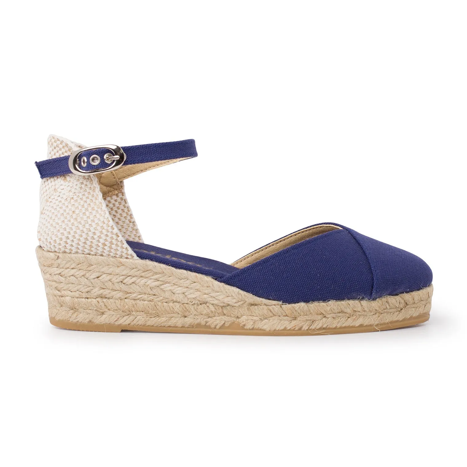 Girona Eco Canvas Vegan Espadrille Wedges - Navy