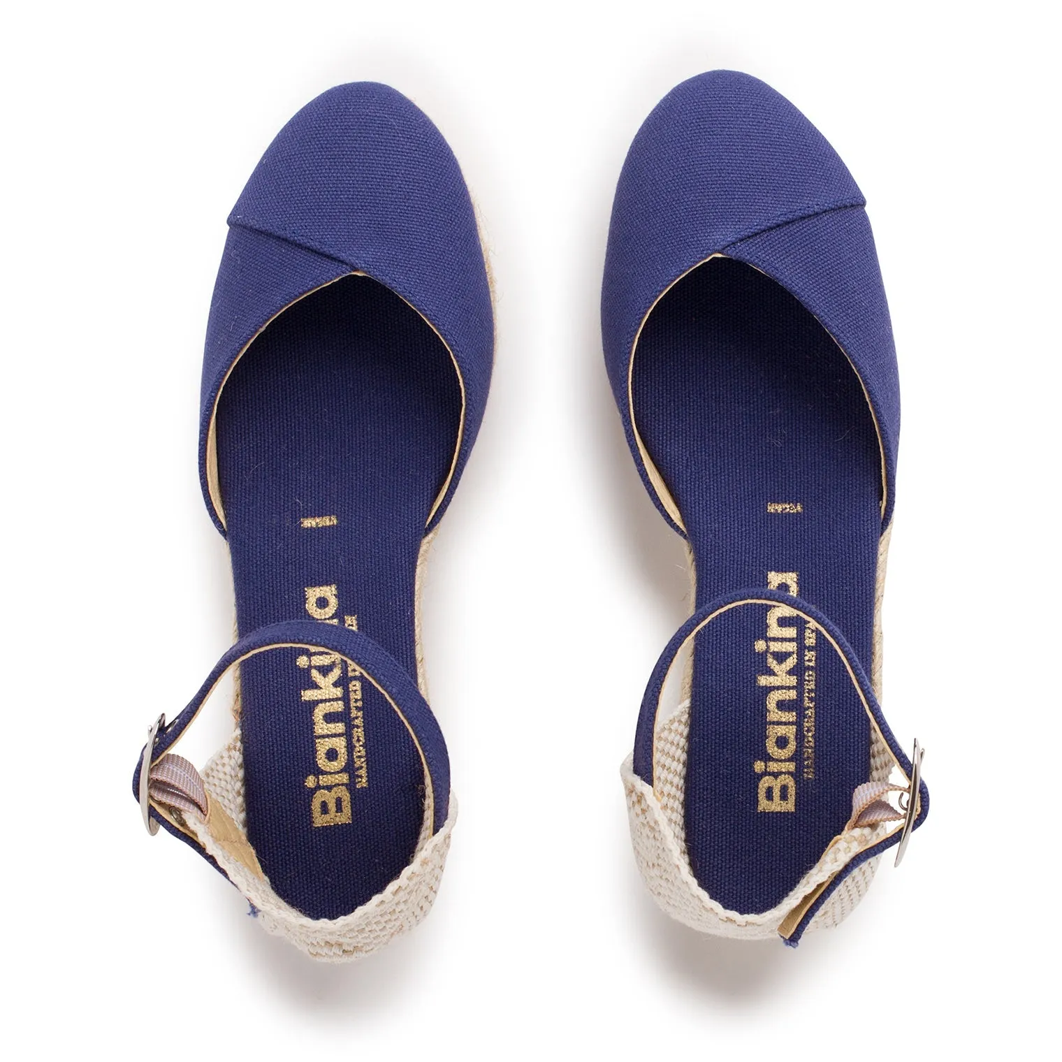 Girona Eco Canvas Vegan Espadrille Wedges - Navy