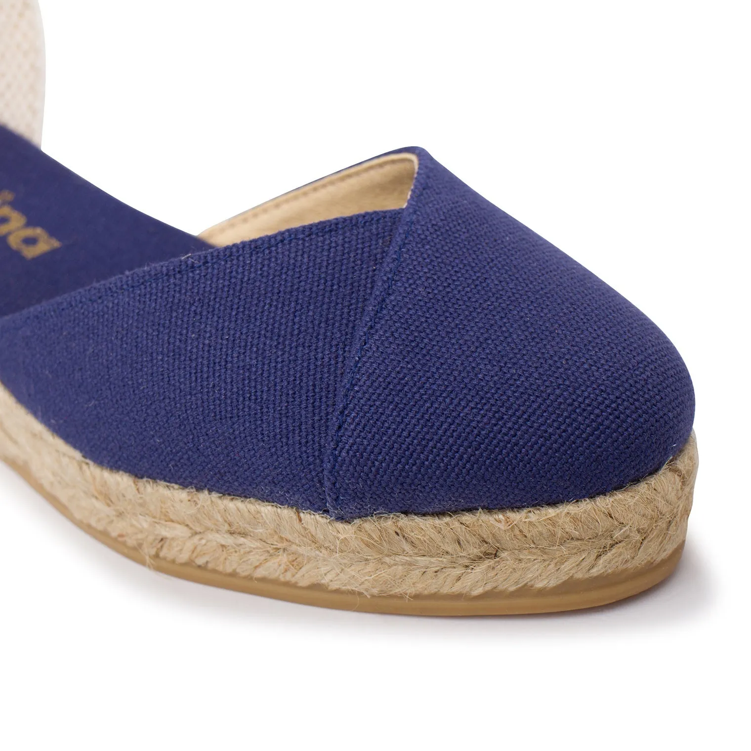 Girona Eco Canvas Vegan Espadrille Wedges - Navy