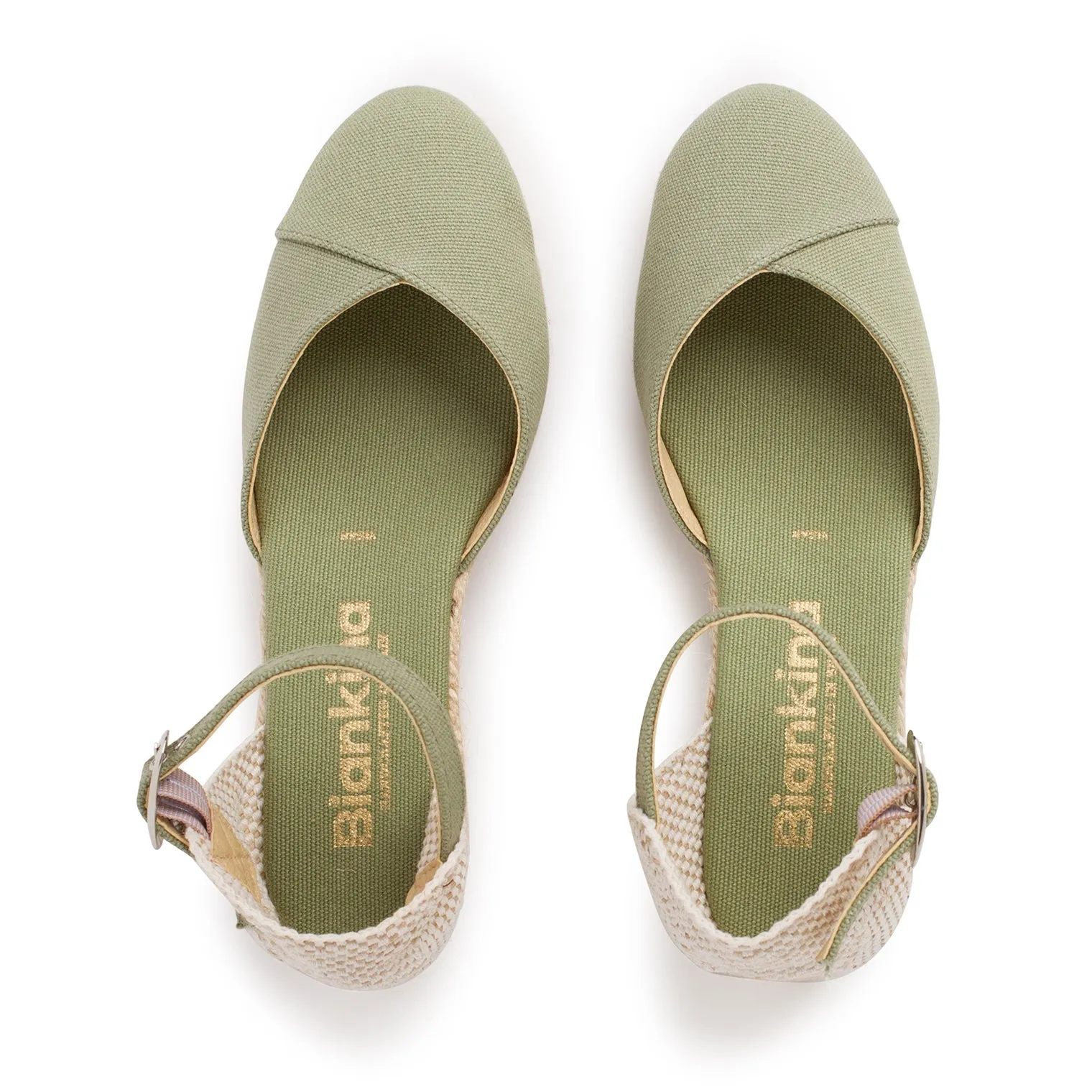 Girona Eco Canvas Vegan Espadrille Wedges - Olive Green