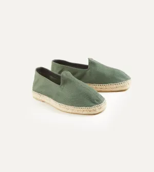 Green Herringbone Cotton Espadrilles