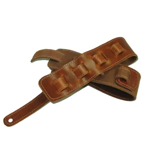 Guitar Strap Full Grain Cowhide Stitched - Tan