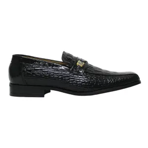 John Drake Leather  Croc Black Moccasin