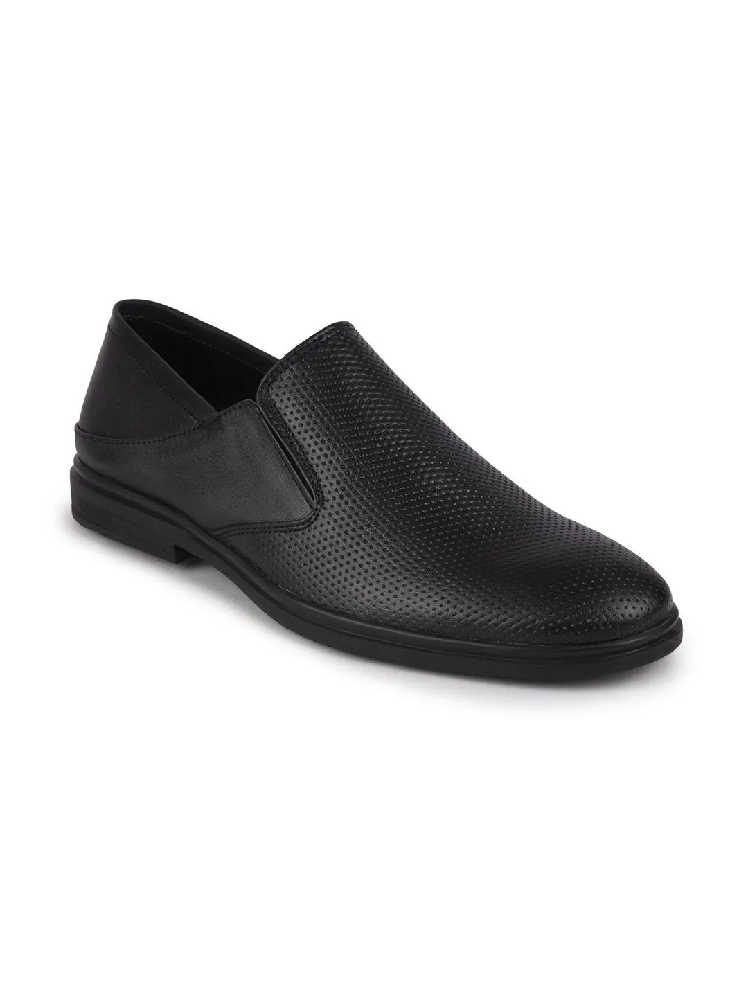 Men Black Formal Leather Slip-On Shoes