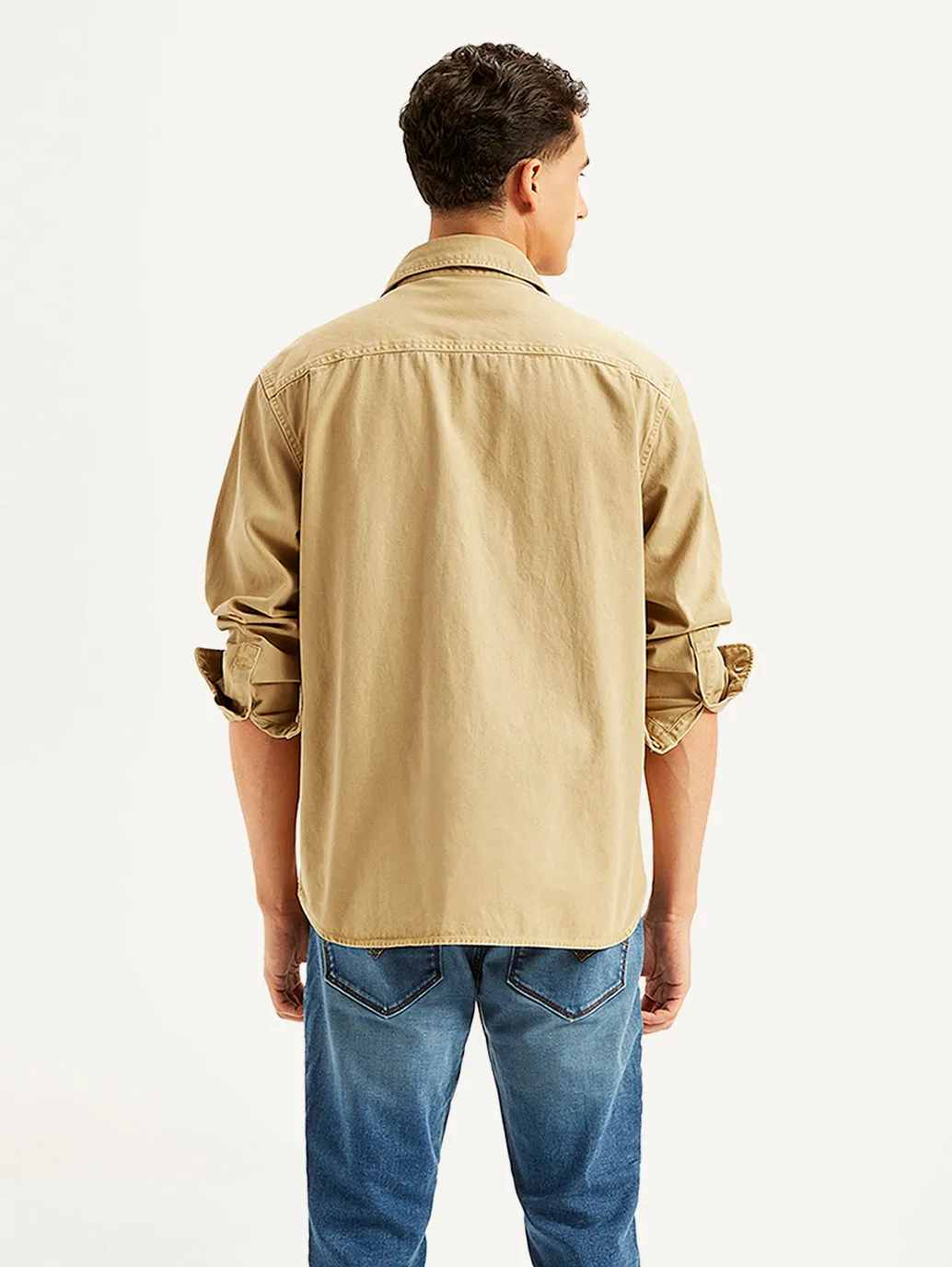 Men's Solid Straight Fit Denim Shirt