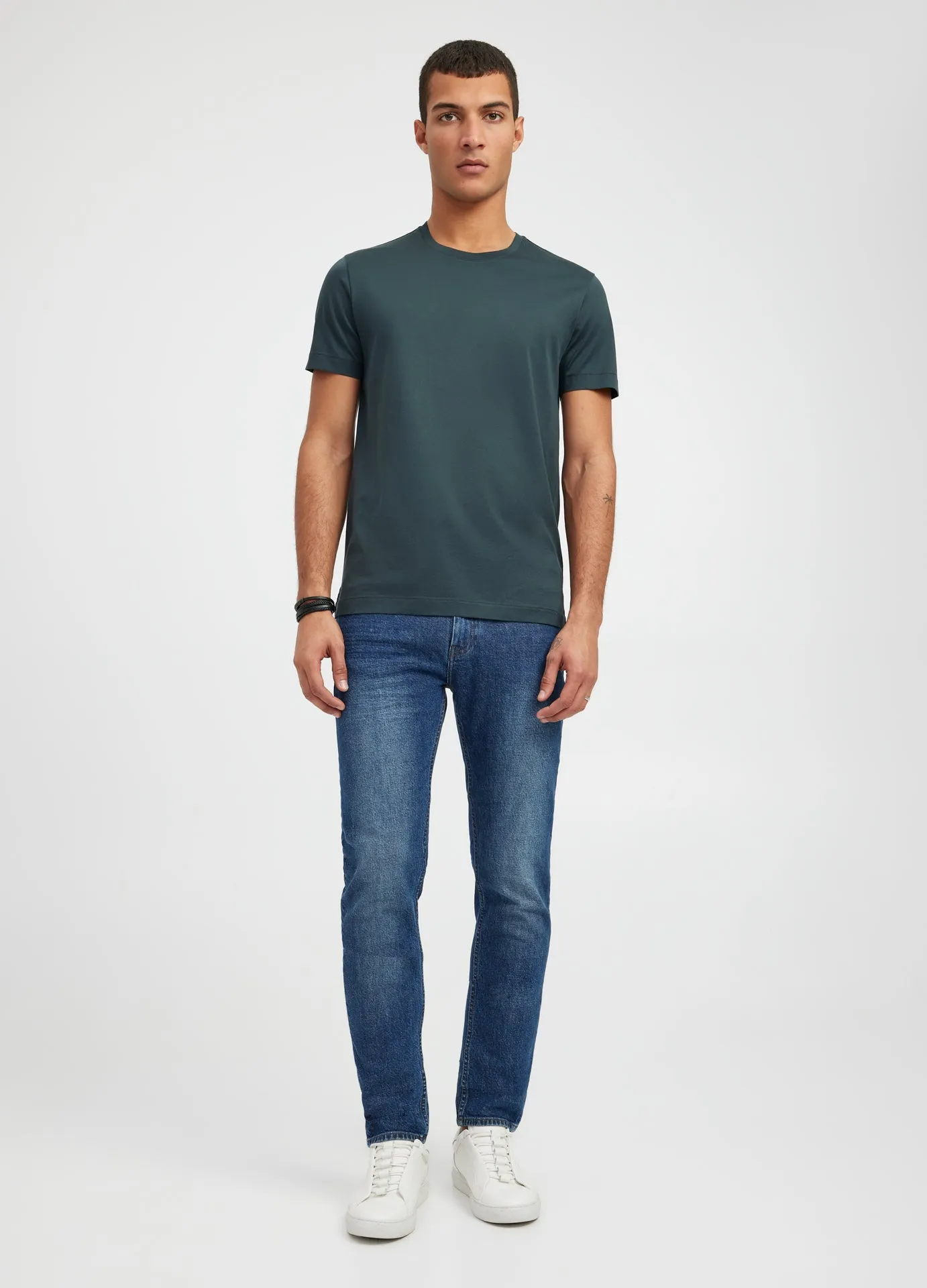 Mercerised Crew Neck T-Shirt Dark Jade