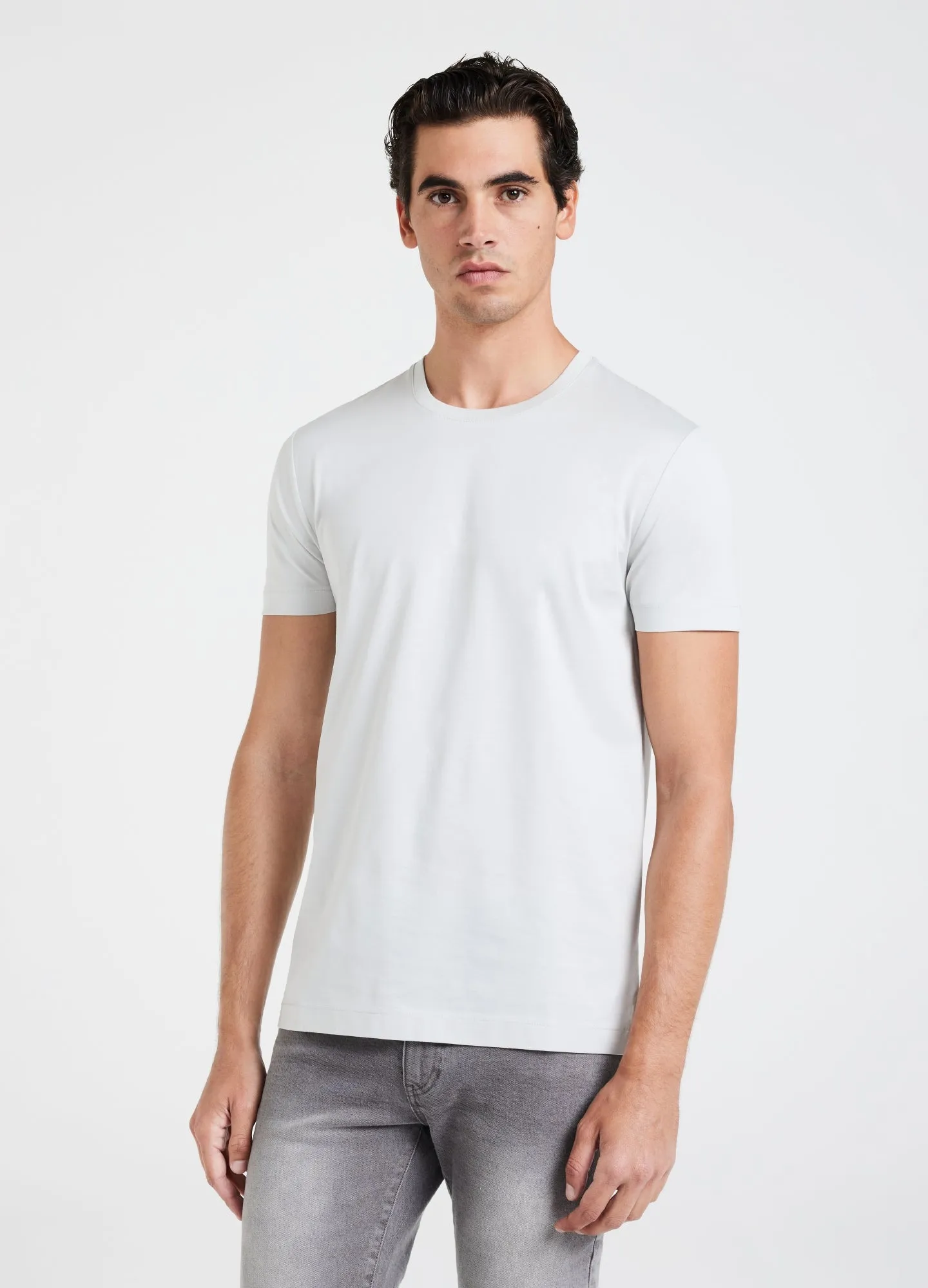 Mercerised Crew Neck T-Shirt Light Grey