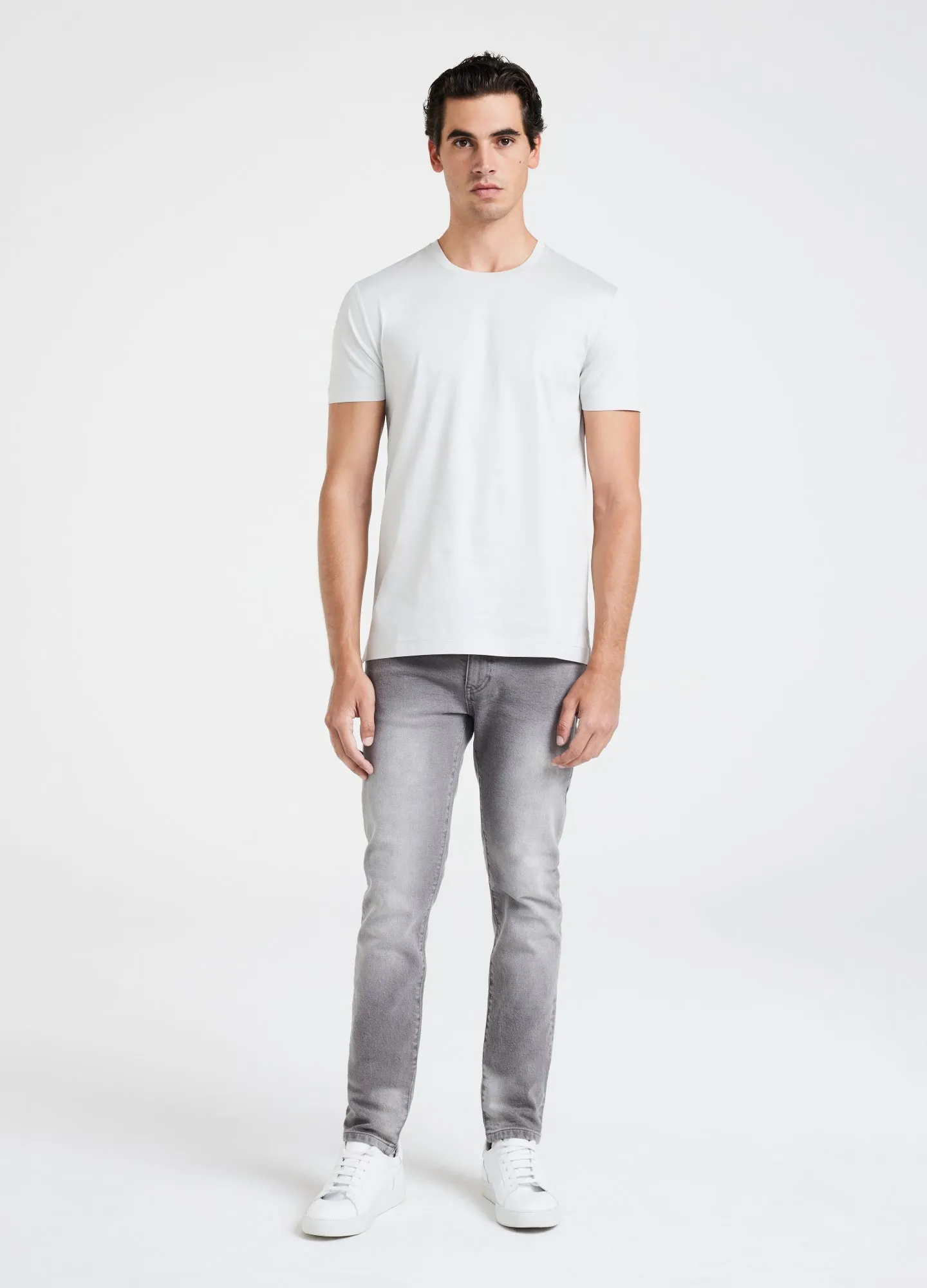 Mercerised Crew Neck T-Shirt Light Grey