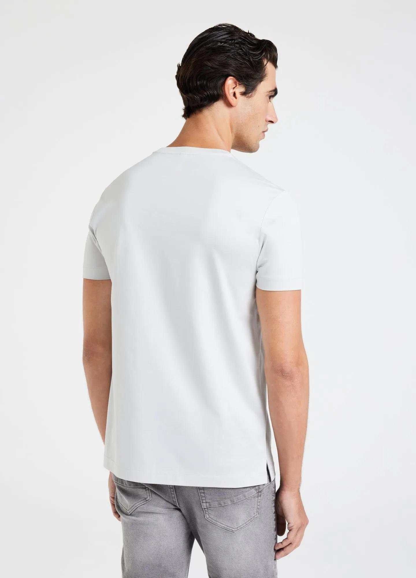 Mercerised Crew Neck T-Shirt Light Grey