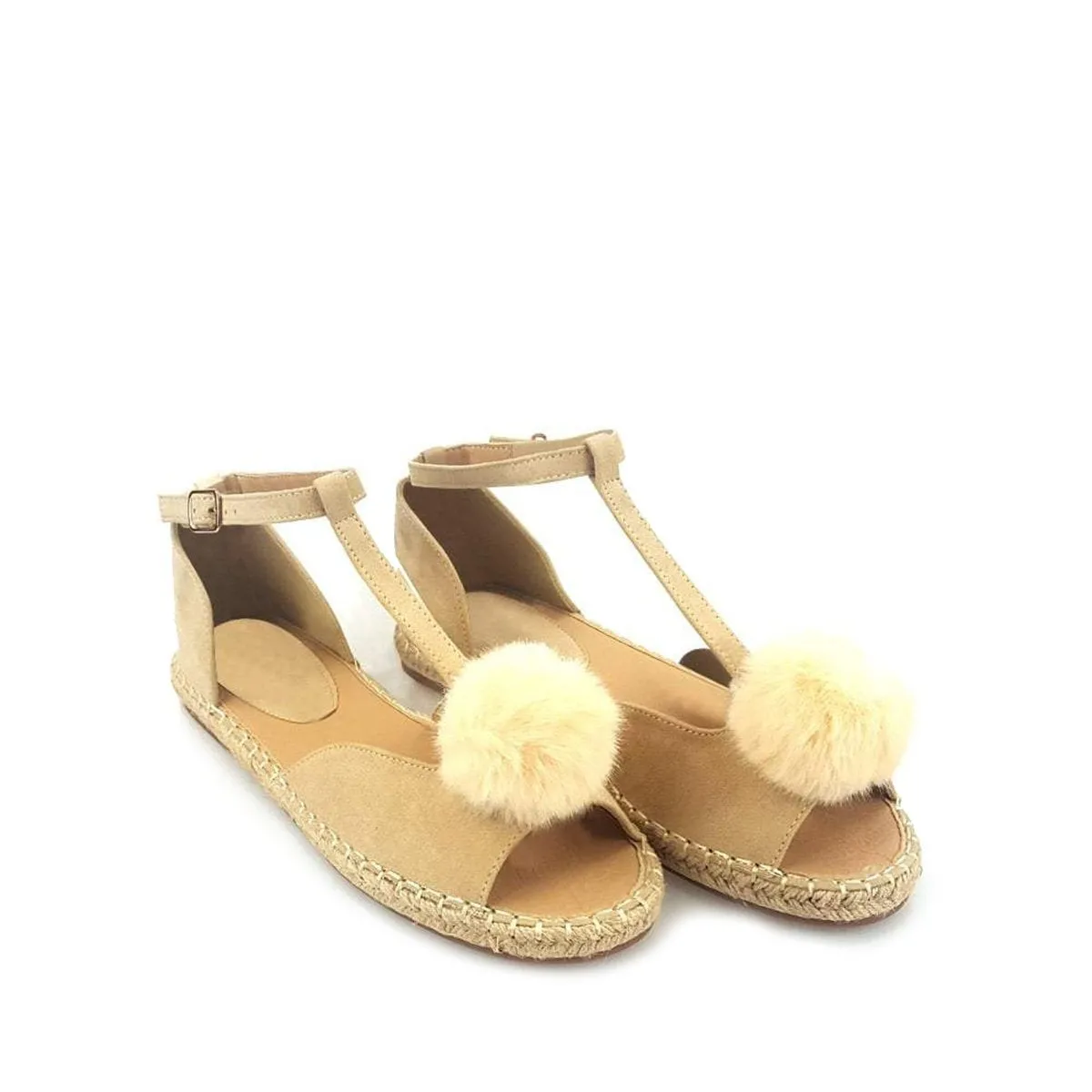 MERCY Flat Anklestrap Pom Pom Sandal