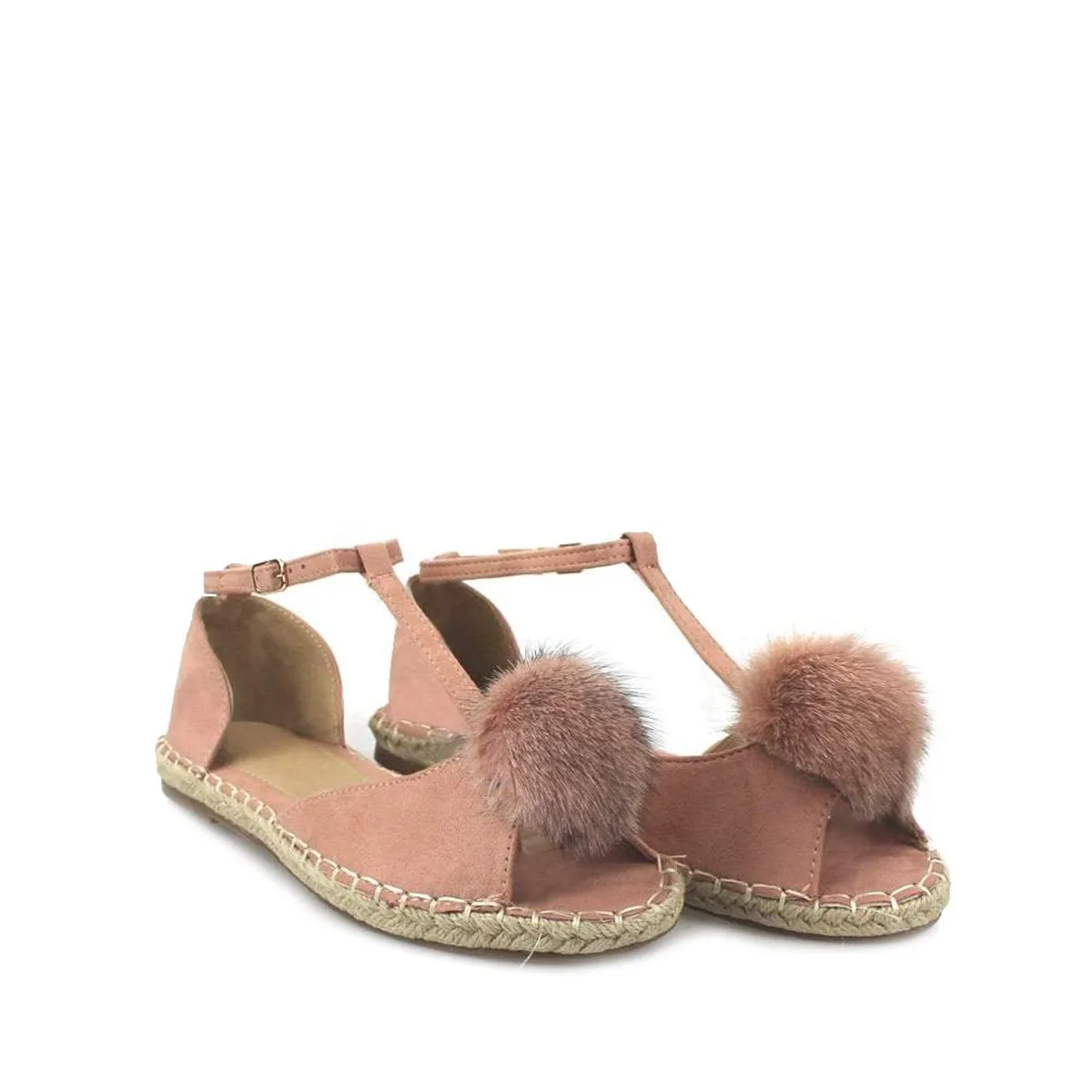 MERCY Flat Anklestrap Pom Pom Sandal