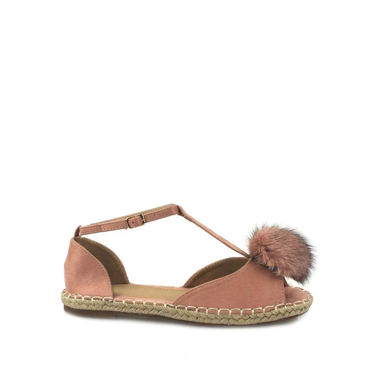 MERCY Flat Anklestrap Pom Pom Sandal