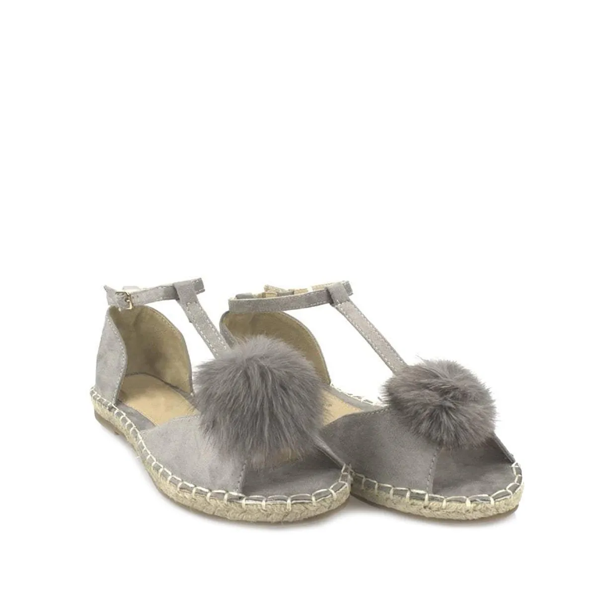 MERCY Flat Anklestrap Pom Pom Sandal