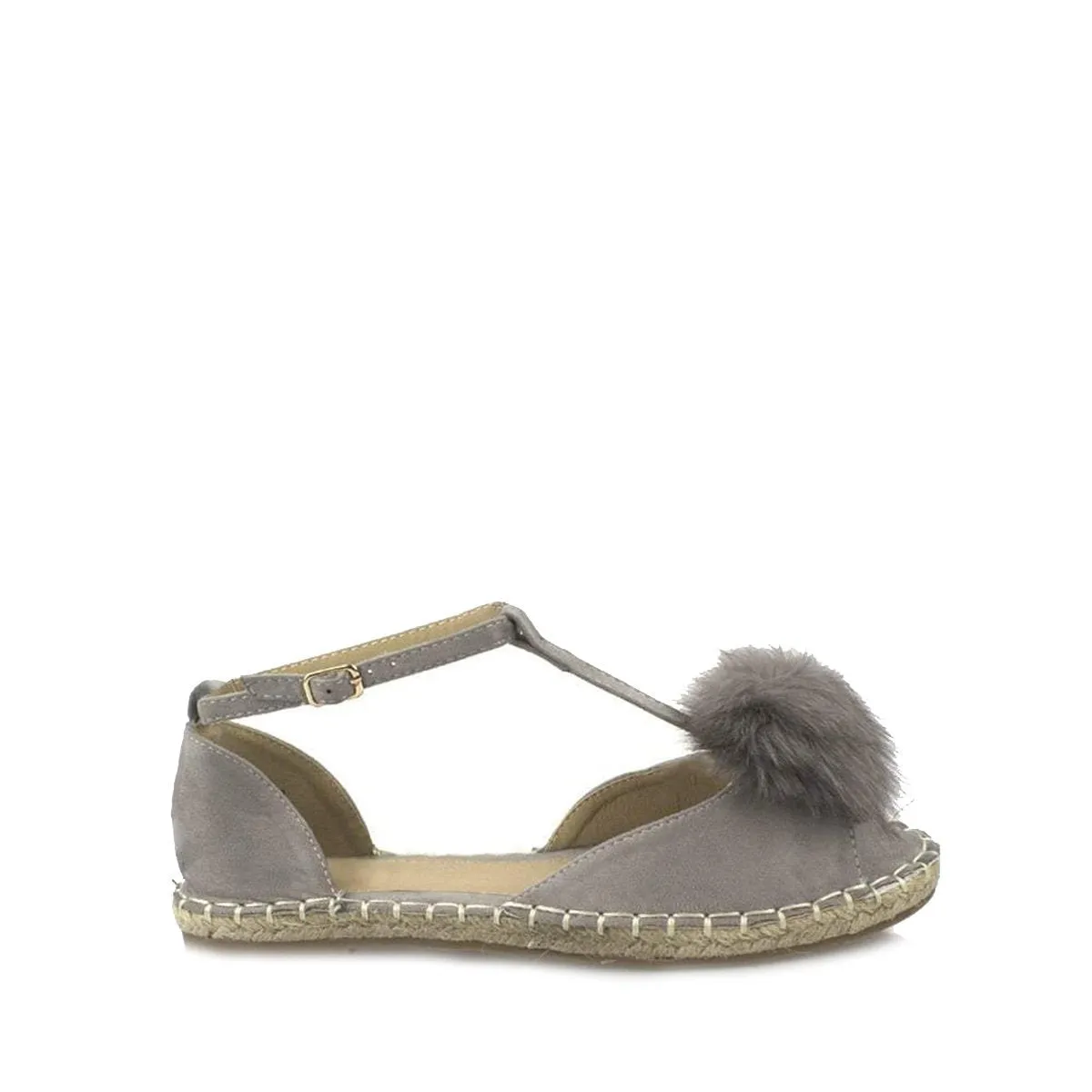 MERCY Flat Anklestrap Pom Pom Sandal