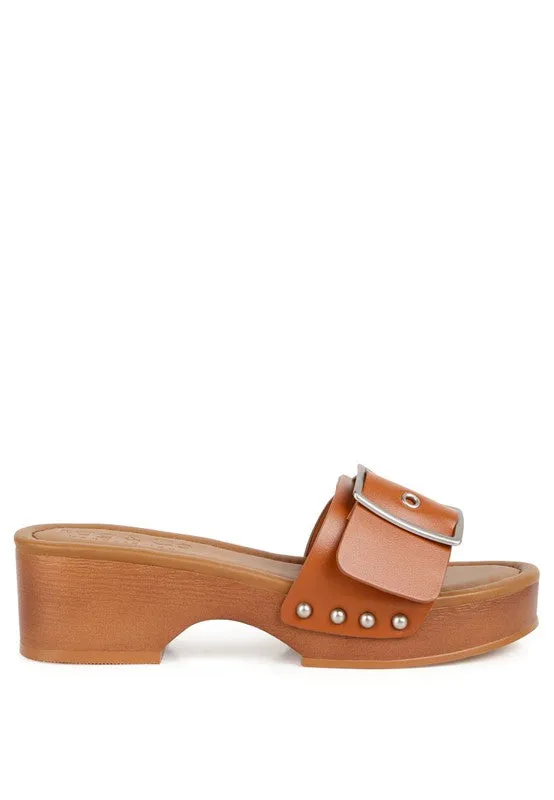 Mindy Buckle Strap Leather Slip Ons