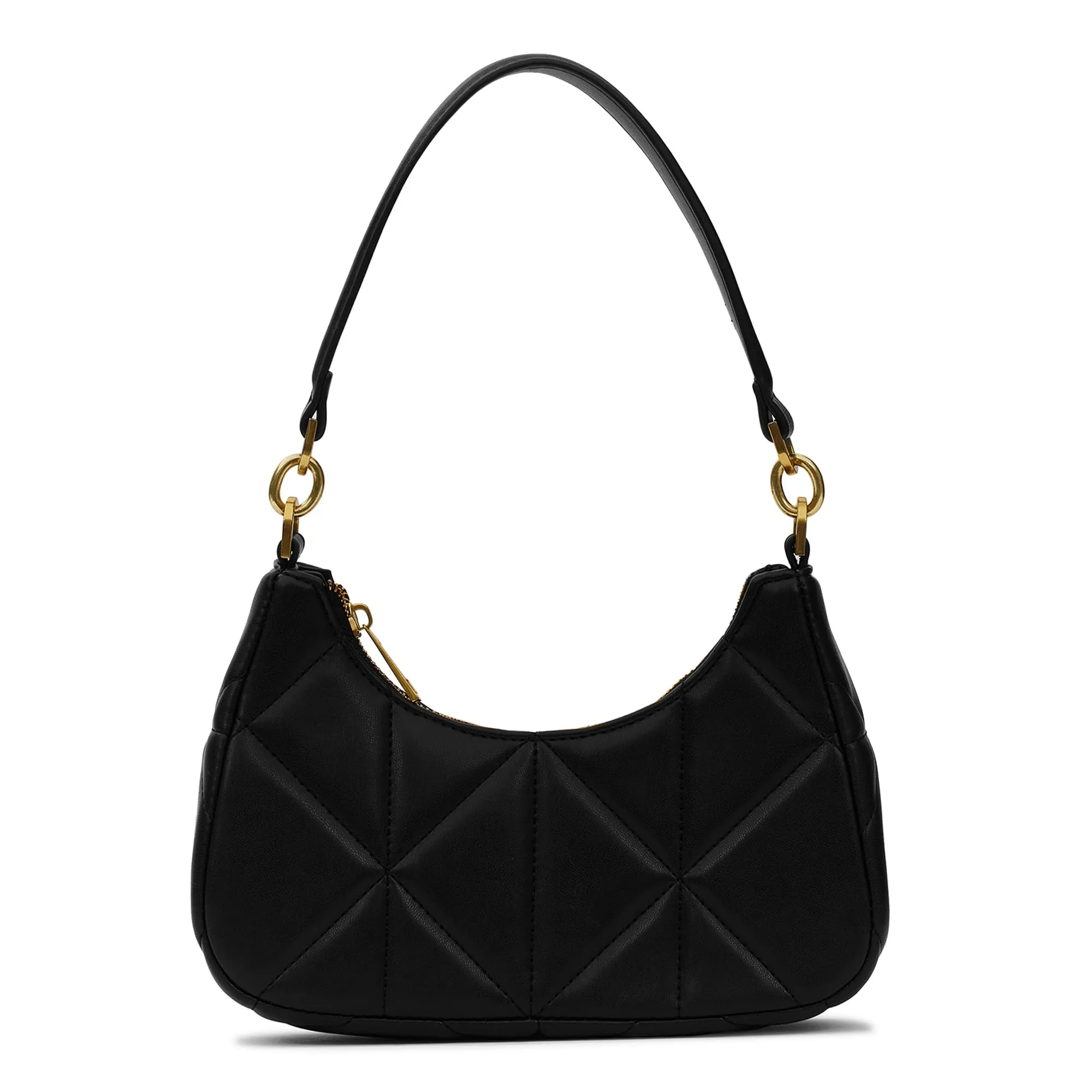 Miraggio Koko Solid Quilted Shoulder Black Bag For Women With Adjustable & Detachable Crossbody/Sling Strap