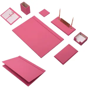 MOOG Leather Desk Set -  Pink - 9 PCS