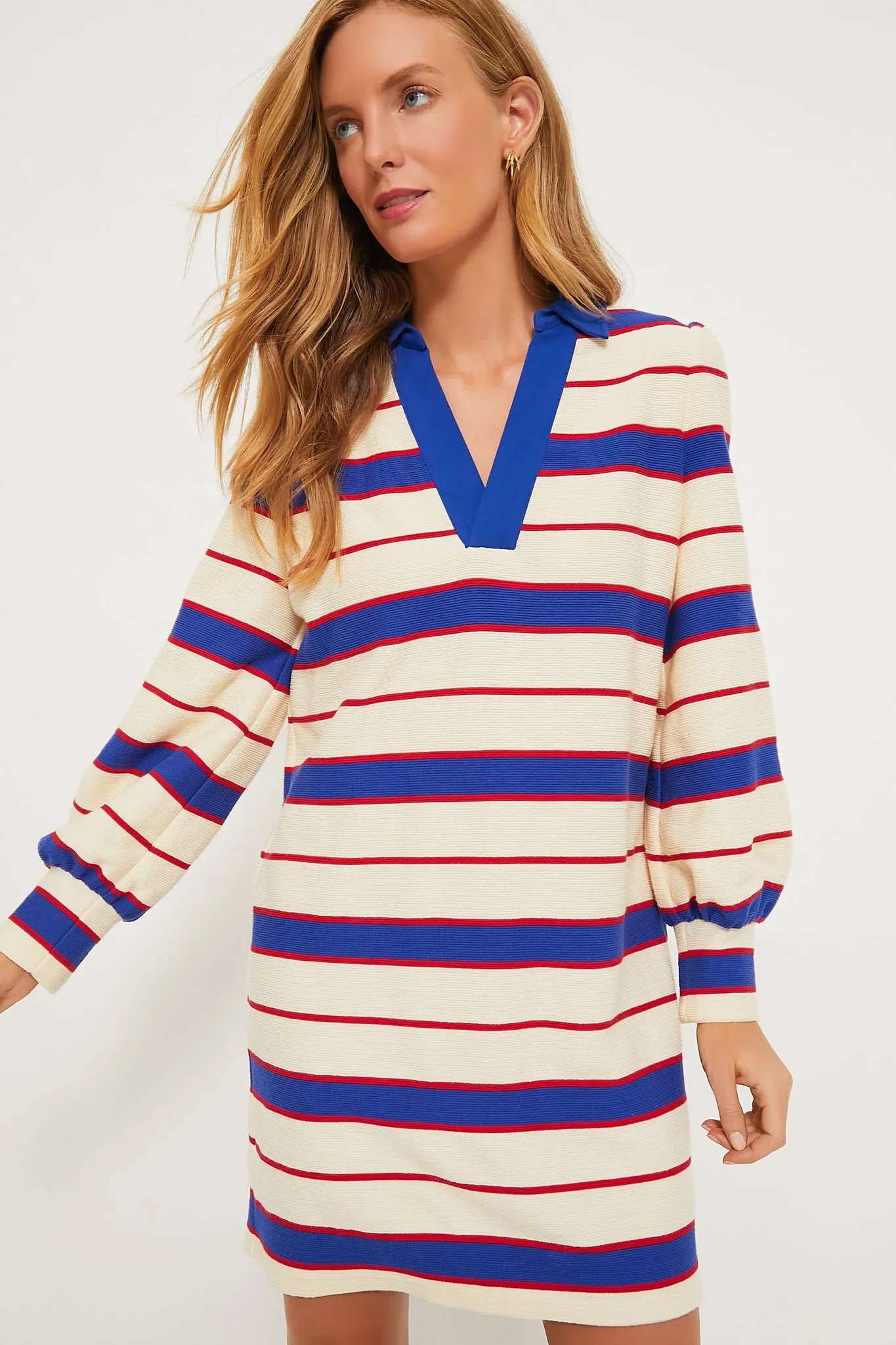 Navy Stripe Bradley Knit Polo Dress