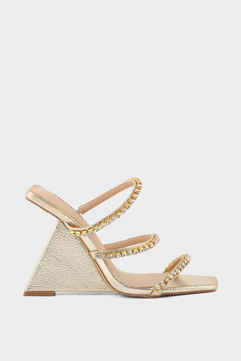 Party Wear Slip On I23727-Golden