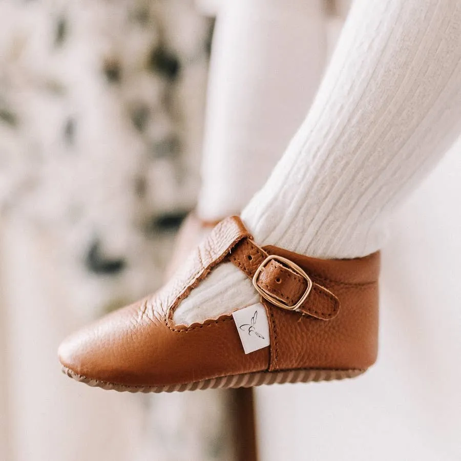 Pecan T-Bar Moccasin with Anti-Slip Sole