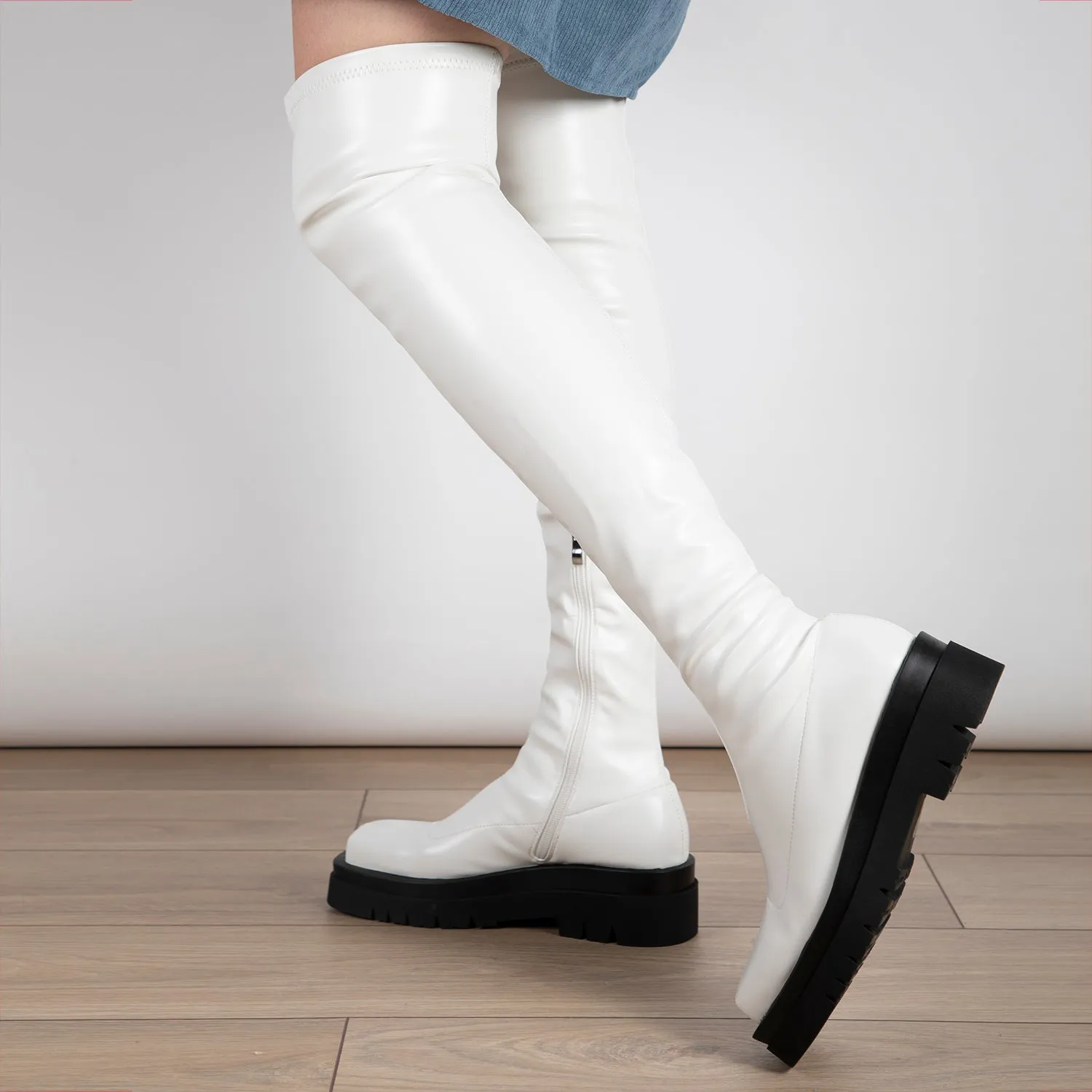 RAID Fabrizio Over the Knee Boot in White