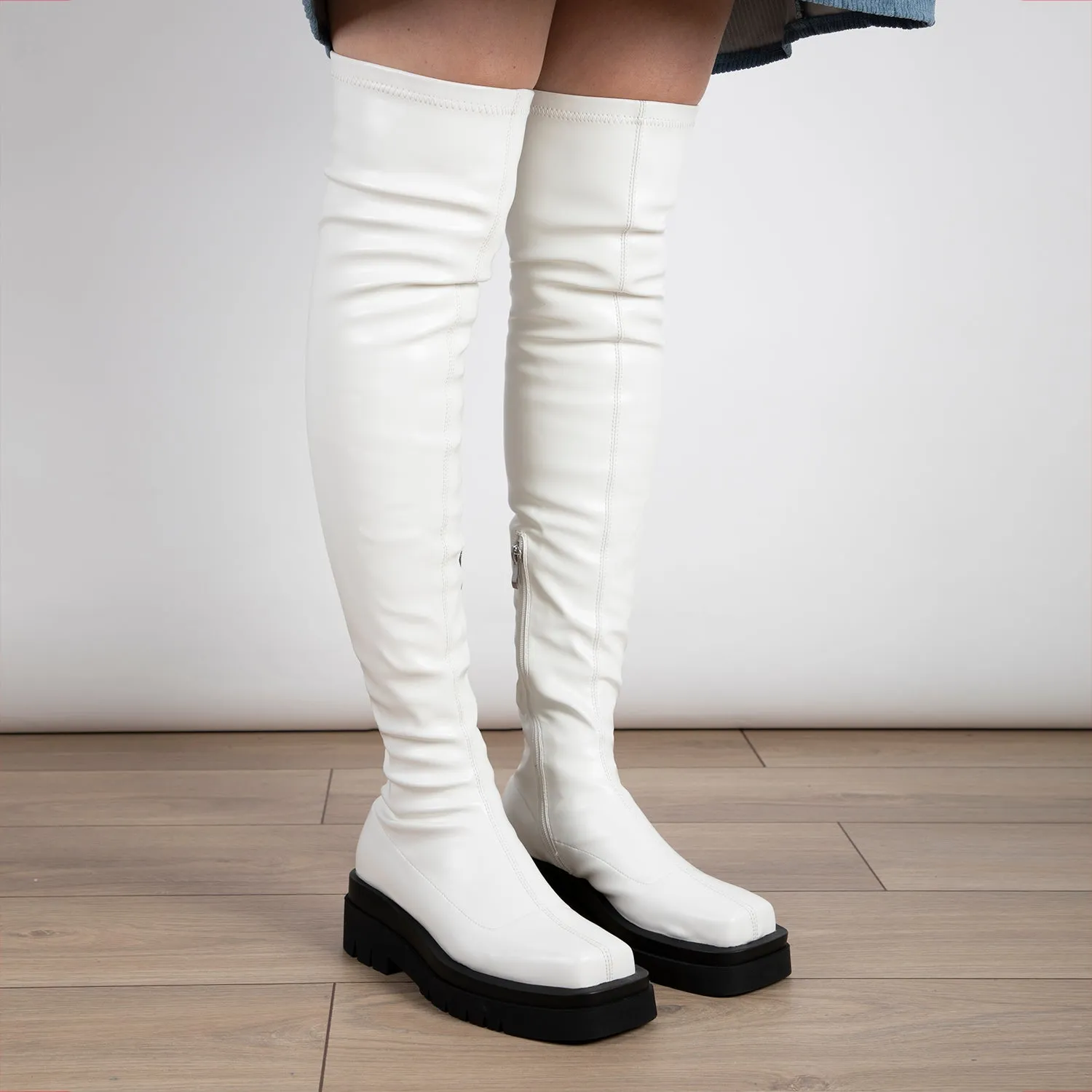 RAID Fabrizio Over the Knee Boot in White