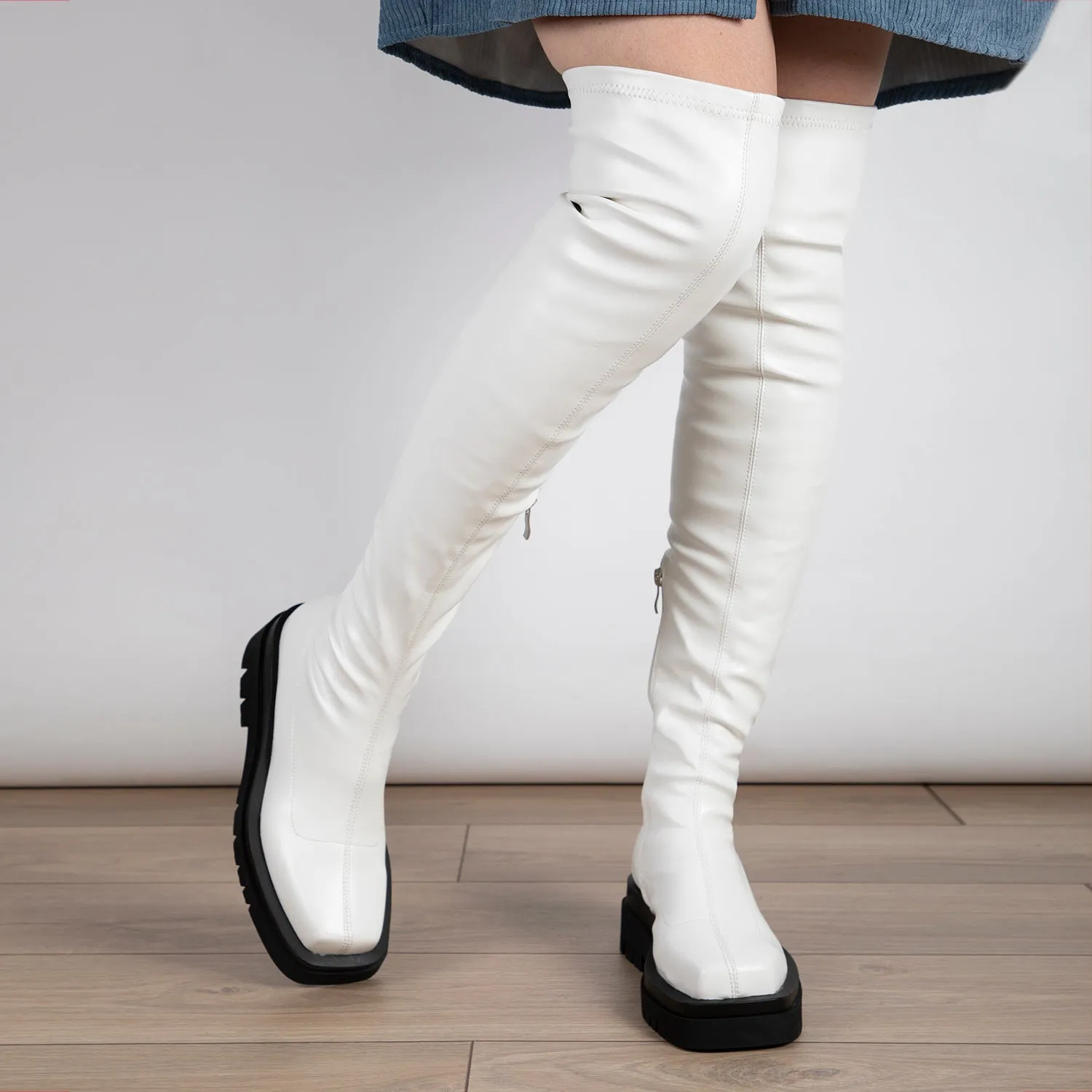 RAID Fabrizio Over the Knee Boot in White