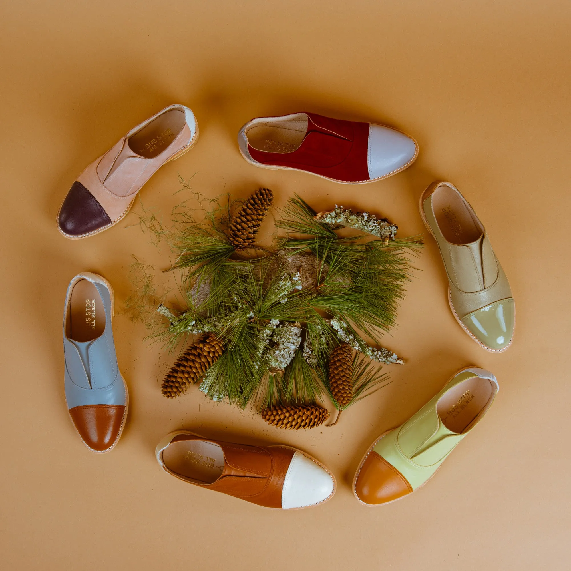 ROOT Green & Tan Leather Oxfords