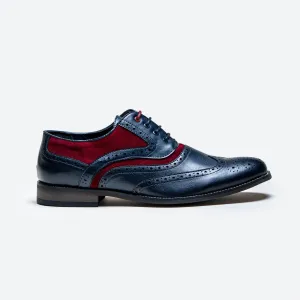 Russel Navy & Red Brogue Shoes