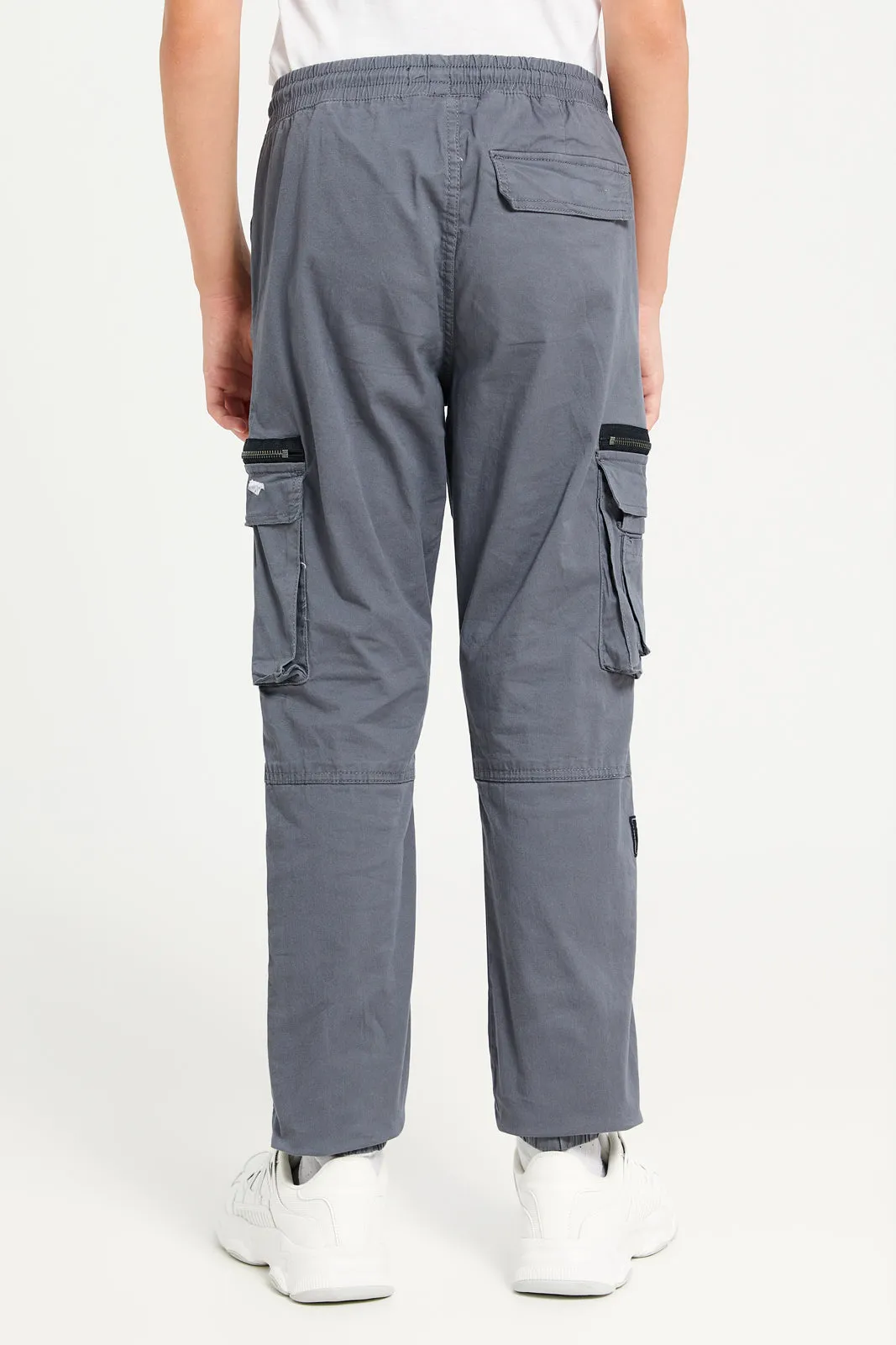 Senior Boys Grey Cargo Casual Trousers